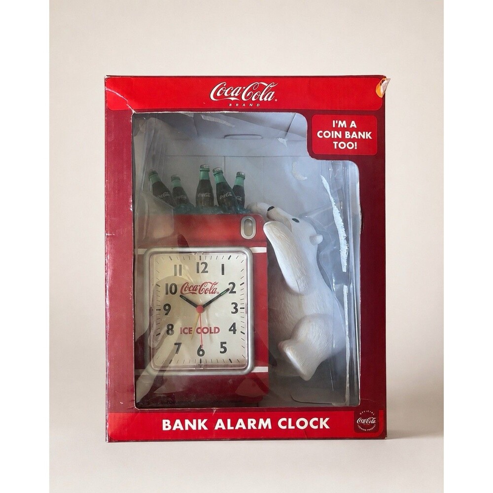 Coca-Cola Polar Bear Bank Alarm Clock CCM200 Coke Collectible Original Box